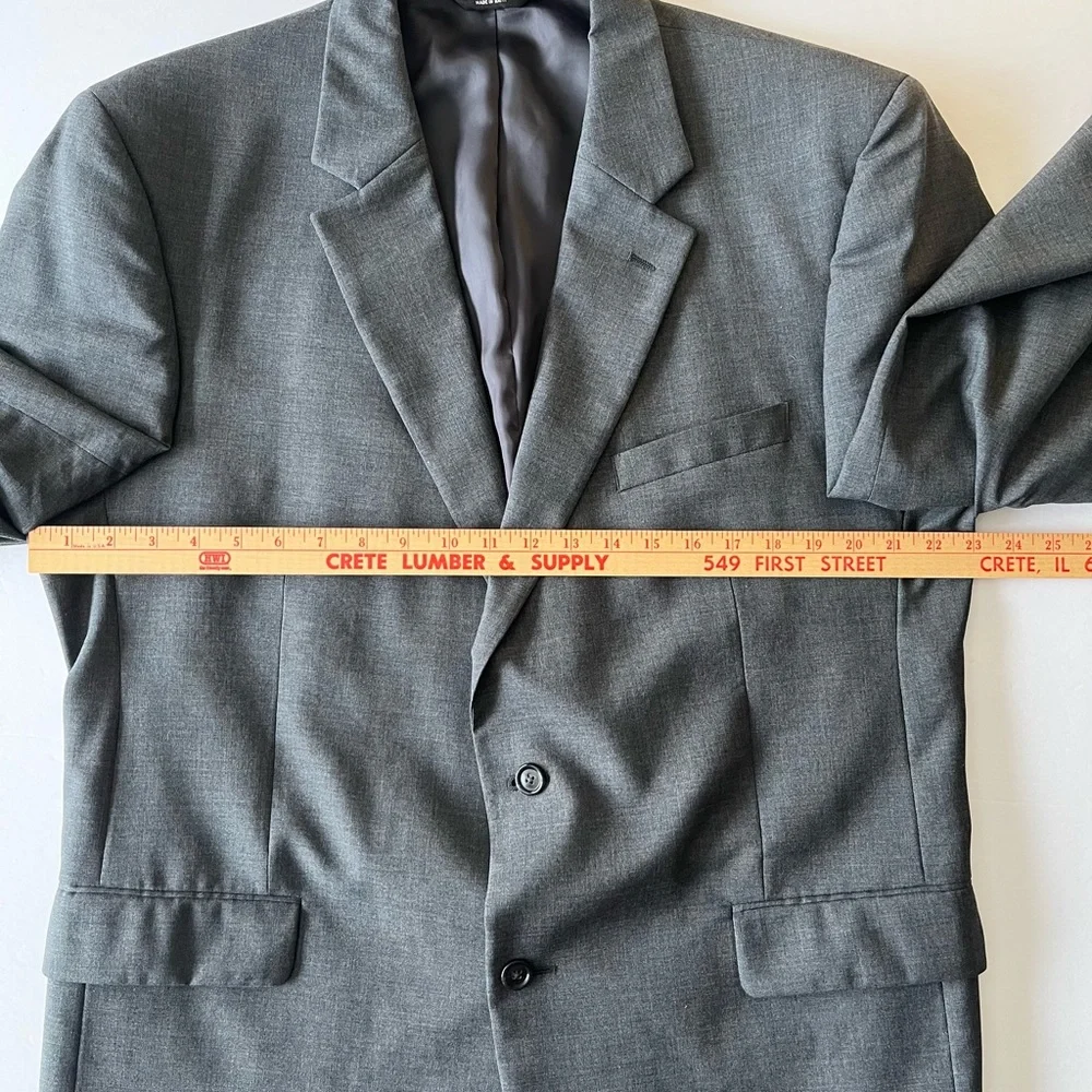 JoS. A. Bank Blazer Men's 46L Gray Sport Coat Jacket 100% Wool Lined 2 Button‎